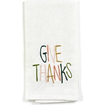 Small Give Thanks Hand Towel, White