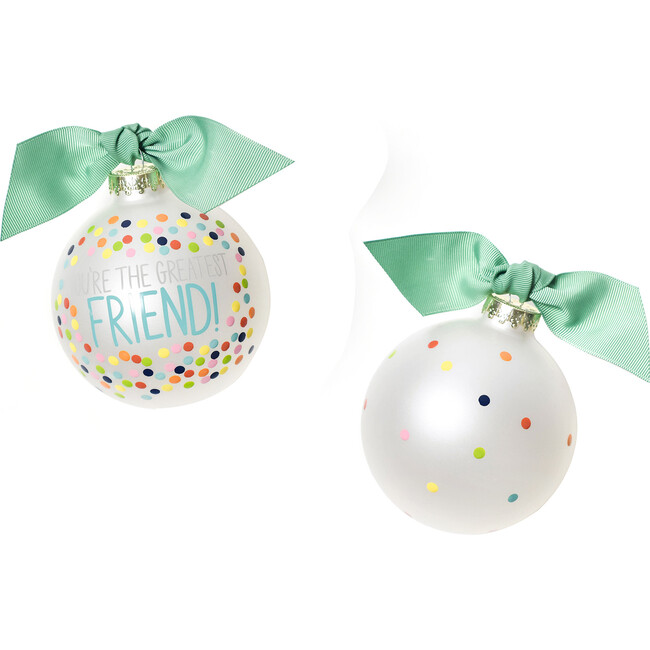 Greatest Friend Bright Confetti Glass Ornament, White - Ornaments - 2
