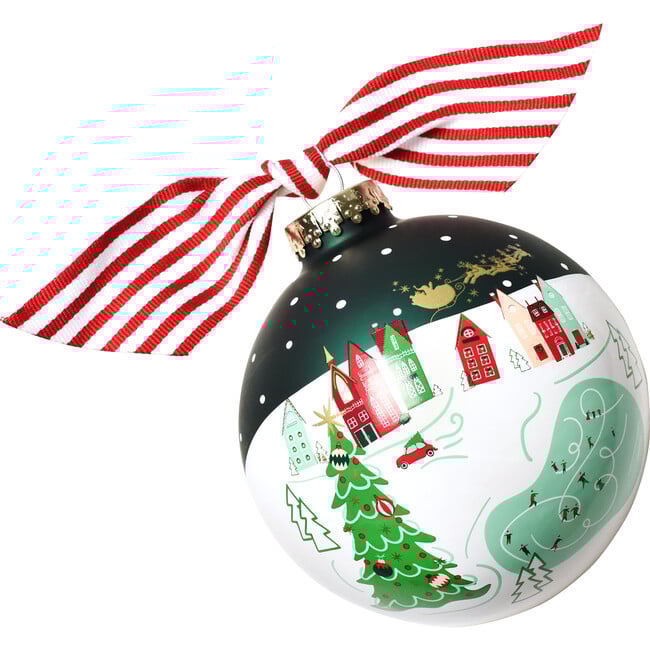 Town Square Glass Ornament, Red - Ornaments - 1