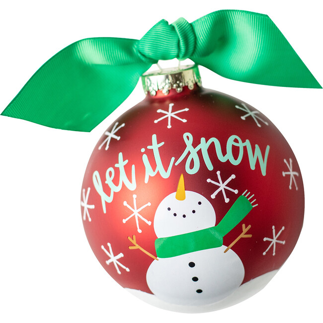 Snowman Let it Snow Glass Ornament, Red - Ornaments - 1 - zoom