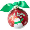 Snowman Let it Snow Glass Ornament, Red - Ornaments - 1 - thumbnail