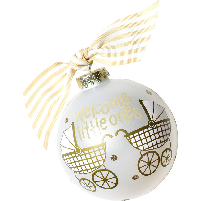 Welcome Little Ones Glass Ornament, White