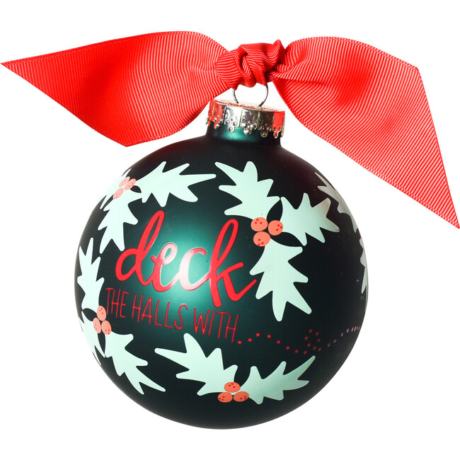 Boughs of Holly Glass Ornament, Green
