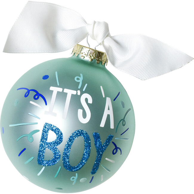 It's A Boy Popper Glass Ornament, Blue - Ornaments - 1