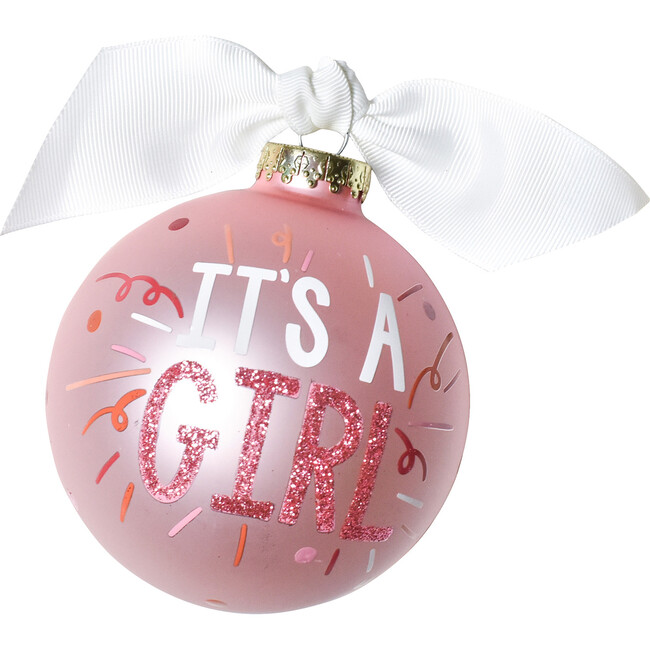 It's A Girl Popper Glass Ornament, Pink