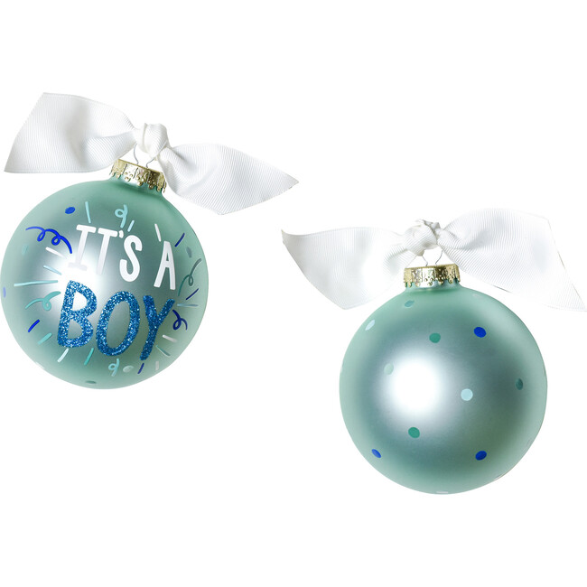 It's A Boy Popper Glass Ornament, Blue