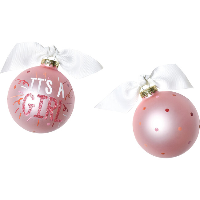 It's A Girl Popper Glass Ornament, Pink