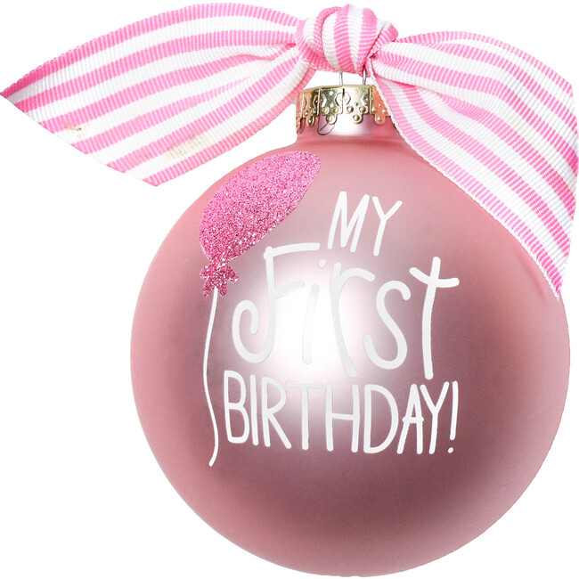 My First Birthday Girl Glass Ornament, Pink