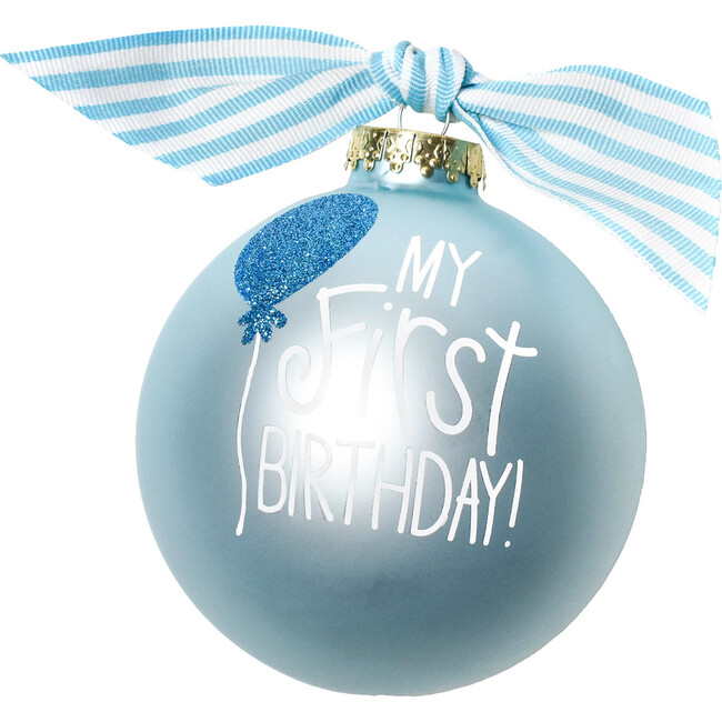 My First Birthday Boy Glass Ornament, Blue