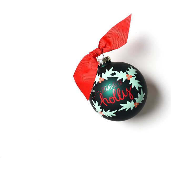 Boughs of Holly Glass Ornament, Green - Ornaments - 3