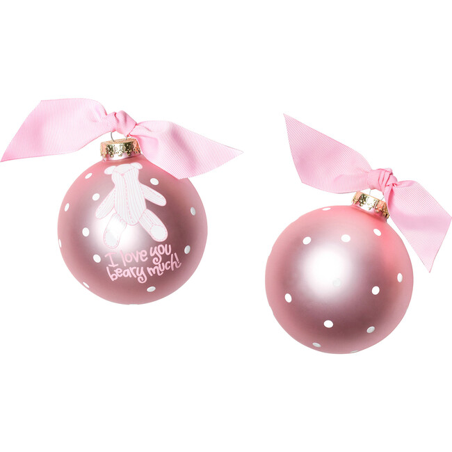 I Love You Beary Much Girl Glass Ornament, Pink - Ornaments - 2