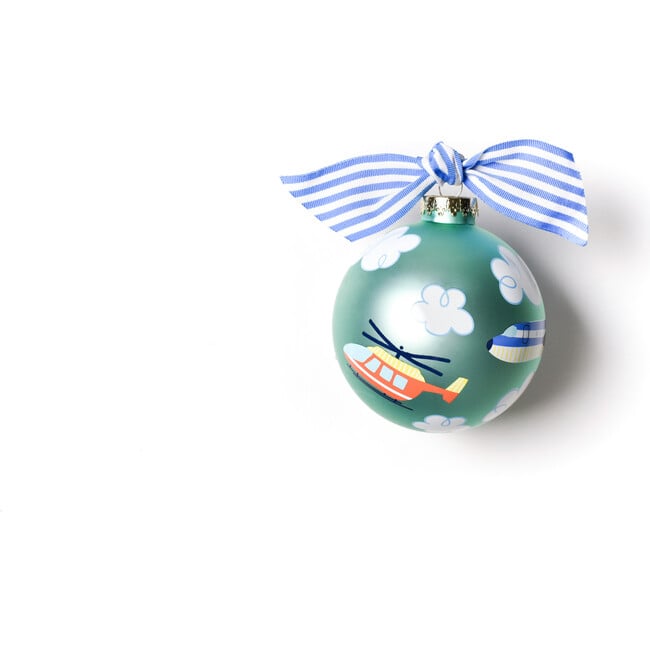 Around The World Plane Glass Ornament, Blue - Ornaments - 3