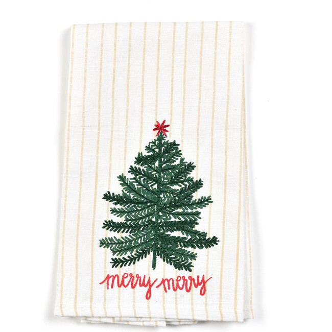Small Balsam & Berry Tree Hand Towel, Cream Stripe