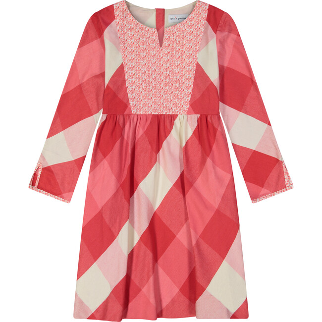 Kendal Dress, Peach Buffalo Plaid