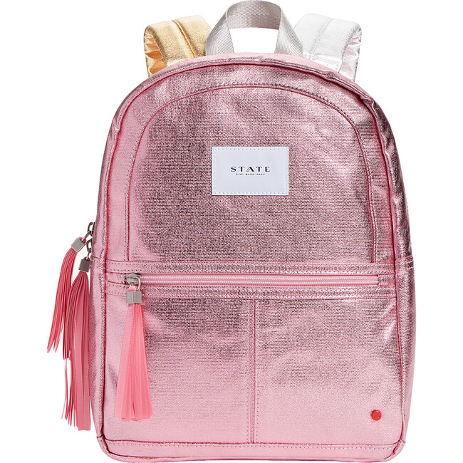 Metallic Mini Kane Backpack, Pink and Silver - Backpacks - 1