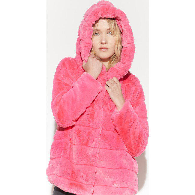 Women's Goldie Faux Fur Jacket, Bubble Pink - Coats - 5