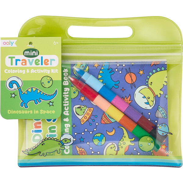 Mini Traveler Coloring & Activity Kit, Dinosaurs in Space - OOLY Arts & Crafts | Maisonette
