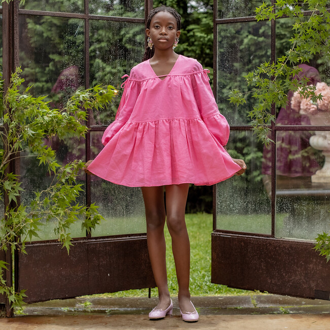Rosemary Linen Dress, Pink - Marlo Kids Dresses | Maisonette