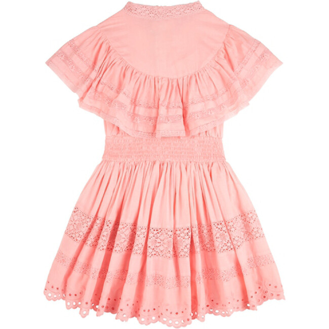 Danielle Lace Trim Cotton Dress, Pink - Dresses - 3