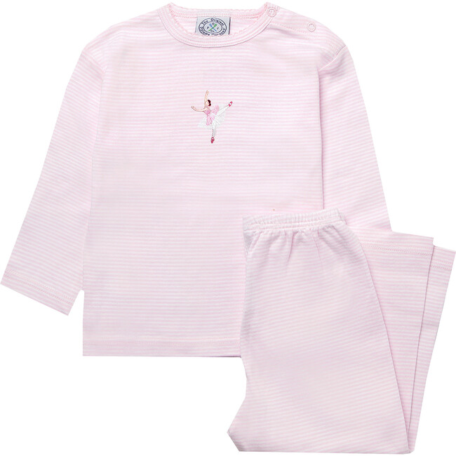 Margot Jersey Pajamas, White & Pink Stripe - Pajamas - 1