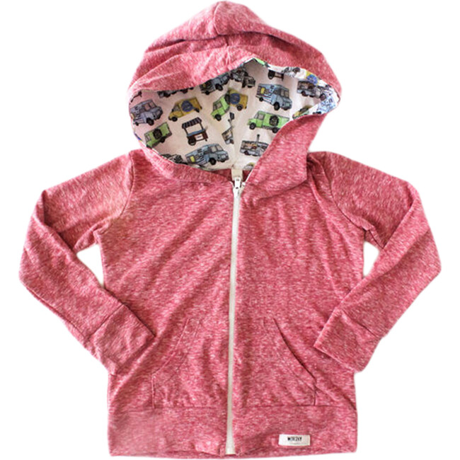 Zip Up Hoodie, Red Food Truck Print - Sweatshirts - 1