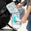 On-The-Go Stoller Caddy, White and Blue Leaf Print - Diaper Bags - 3