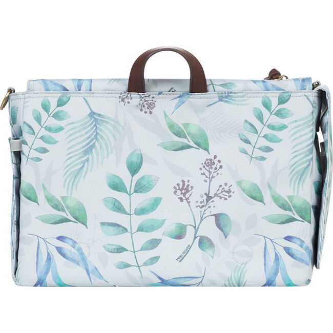 On-The-Go Stoller Caddy, White and Blue Leaf Print - Diaper Bags - 6