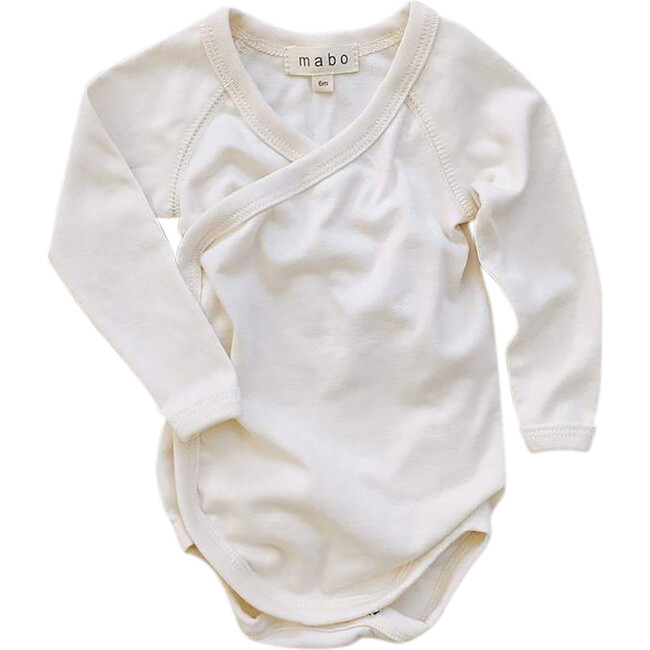 Organic Cotton Wrap Onesie, Natural - Onesies - 1