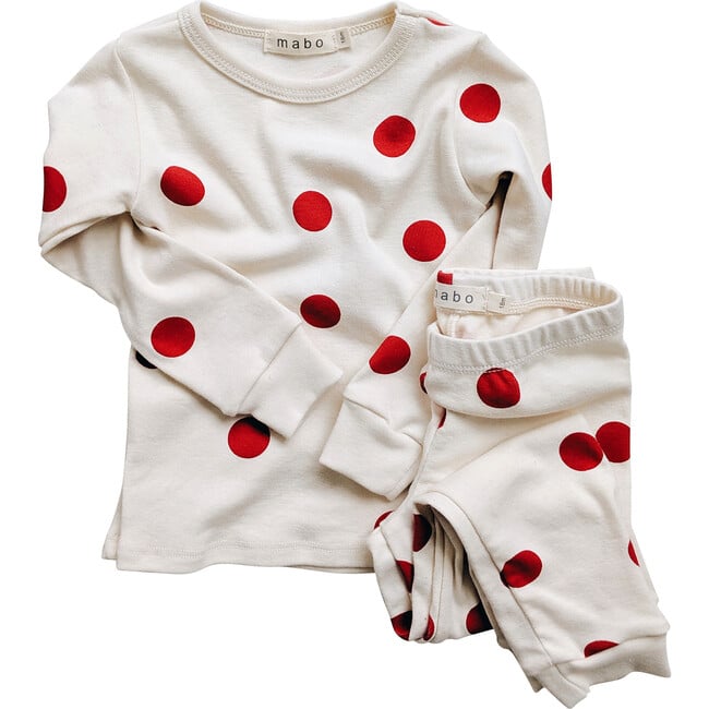 Organic Cotton Spotted Pajamas, Red Dot
