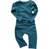 Organic Cotton Long John, Azure - Pajamas - 2 - thumbnail