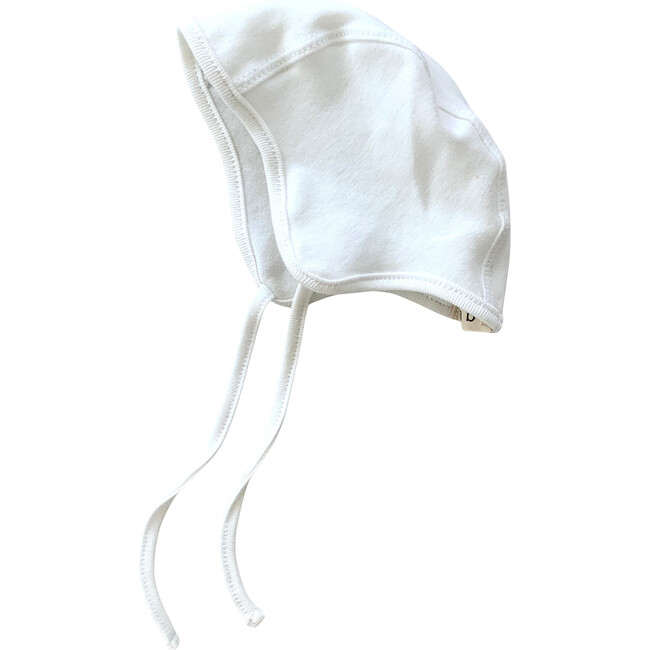 Organic Cotton Bonnet, Bright White - Hats - 1