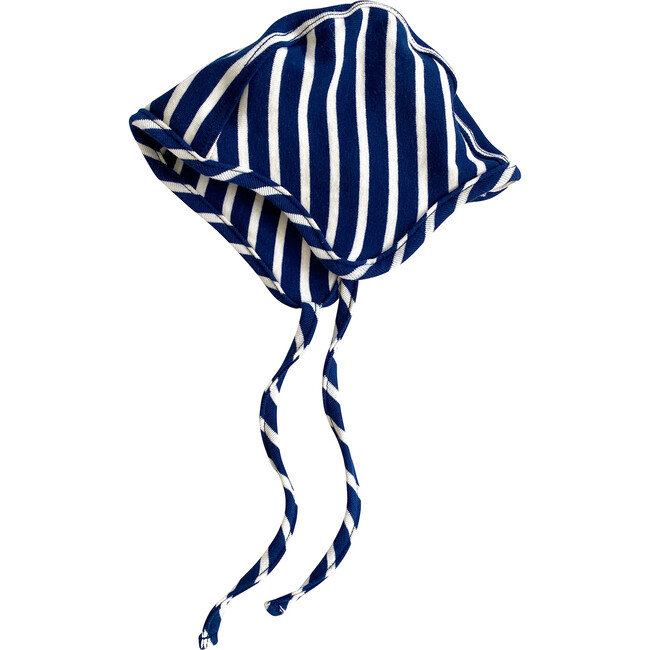 Organic Cotton Bonnet, Blue & Natural Stripe