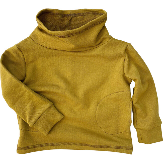Cowl Neck Organic French Terry Sweatshirt, Chartreuse