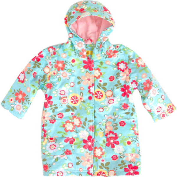 Raincoat with Lining, Blue Floral - Pluie Pluie Outerwear | Maisonette