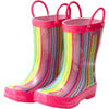 Rain Boots, Pink Stripe - Rain Boots - 1 - thumbnail