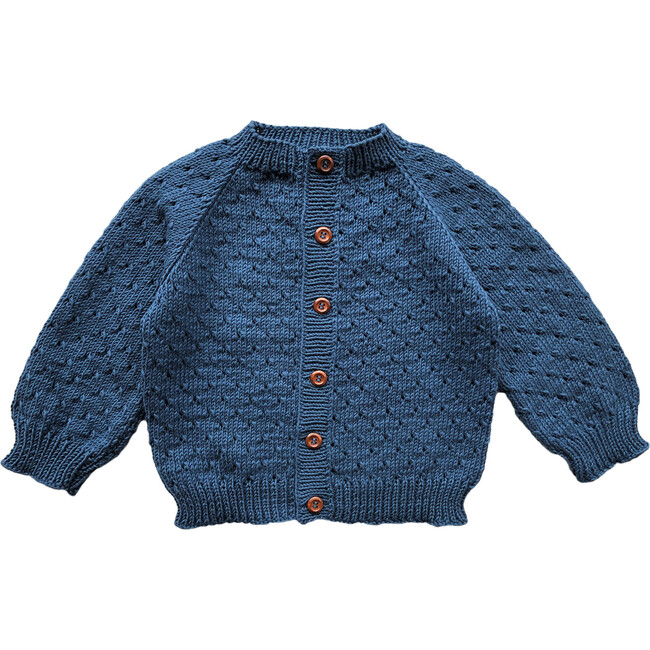 Handknit Linde Largo Sweater, Steel Blue
