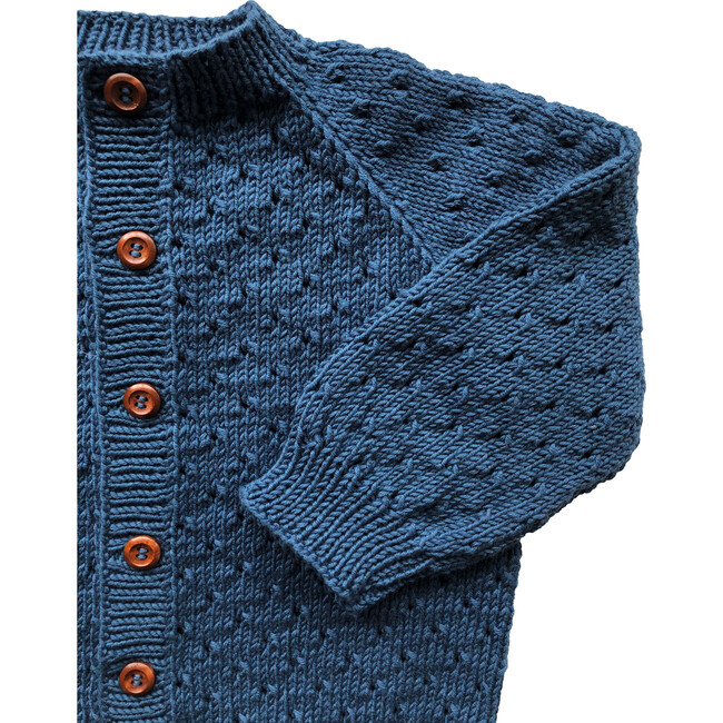 Handknit Linde Largo Sweater, Steel Blue