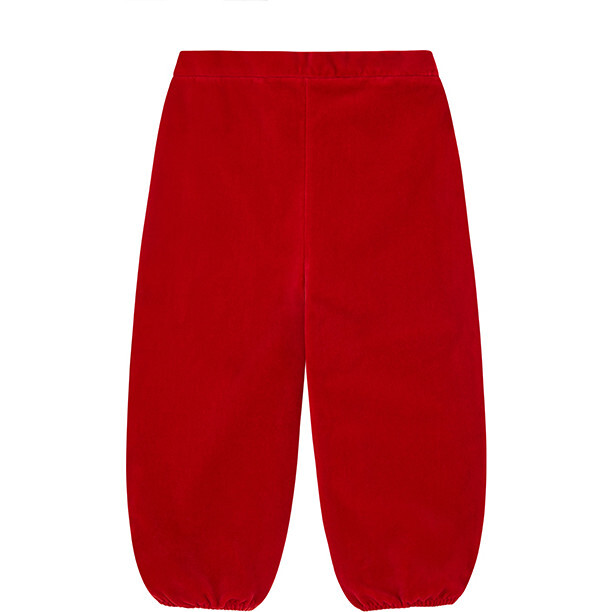 Organic Cotton Velvet Trousers, Red - Pants - 1