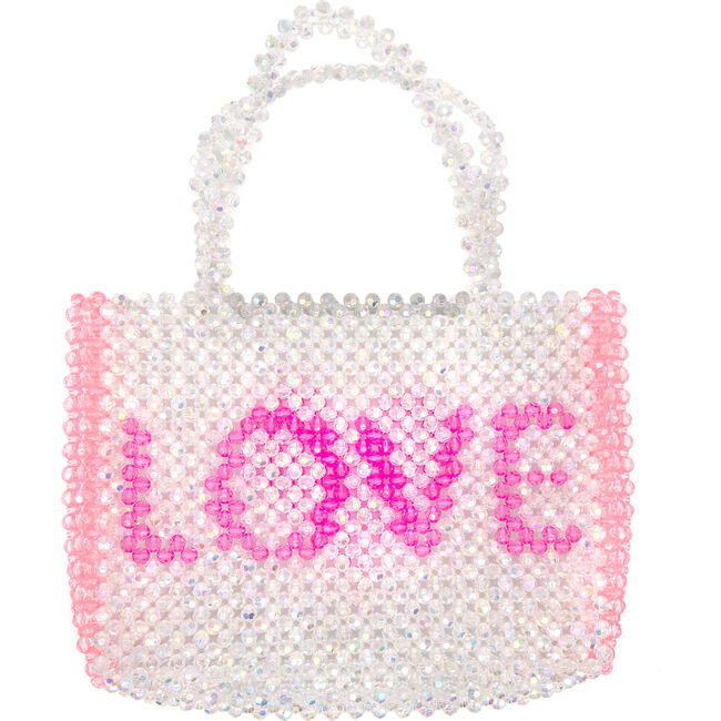 Beaded Crystal LOVE Bag, Pink