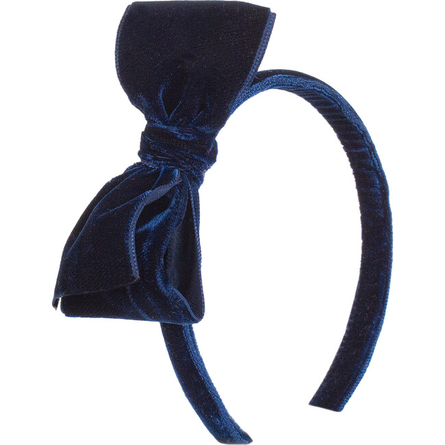 Velvet Big Bow Headband, Navy