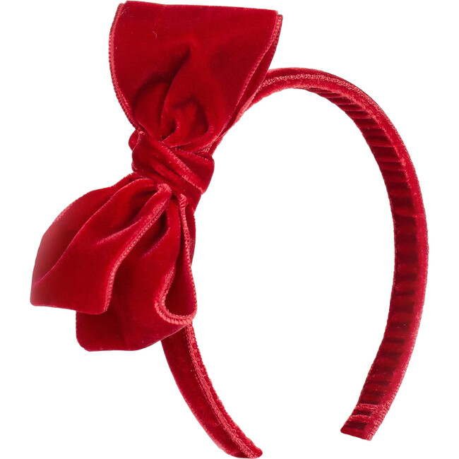 Velvet Big Bow Headband, Red - Hair Accessories - 1