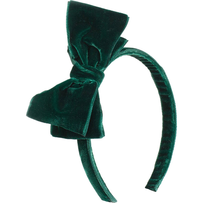 Velvet Big Bow Headband, Bottle Green
