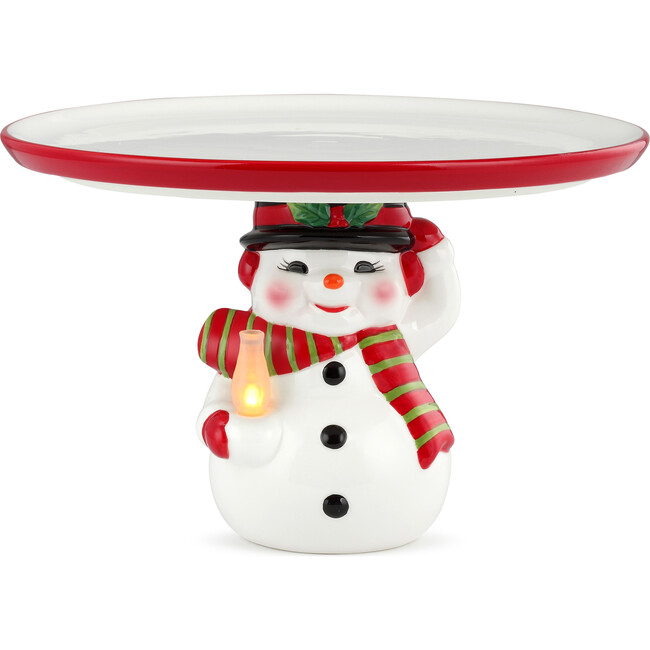 Lit Snowman Cake Plate - Tabletop Decor - 1