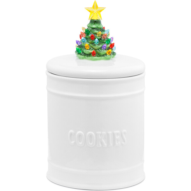 Lit Nostalgic Tree Cookie Jar, White