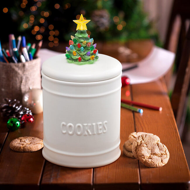 Lit Nostalgic Tree Cookie Jar, White
