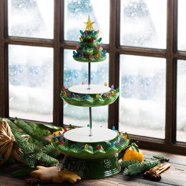Nostalgic Tree Tiered Plate, Green - Tabletop Decor - 3