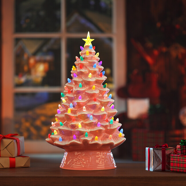 18" Nostalgic Christmas Tree, Pink