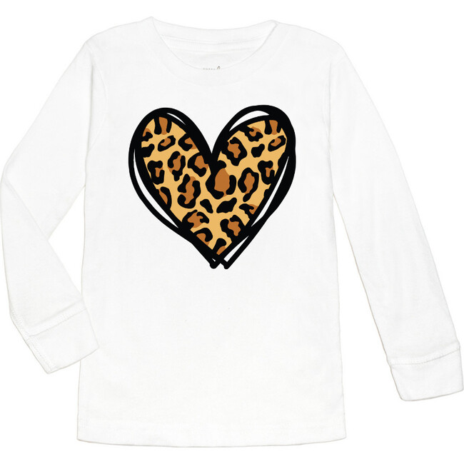 Leopard Heart L/S Shirt, White