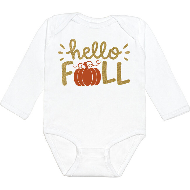 Hello Fall L/S Bodysuit, White - Shirts - 1