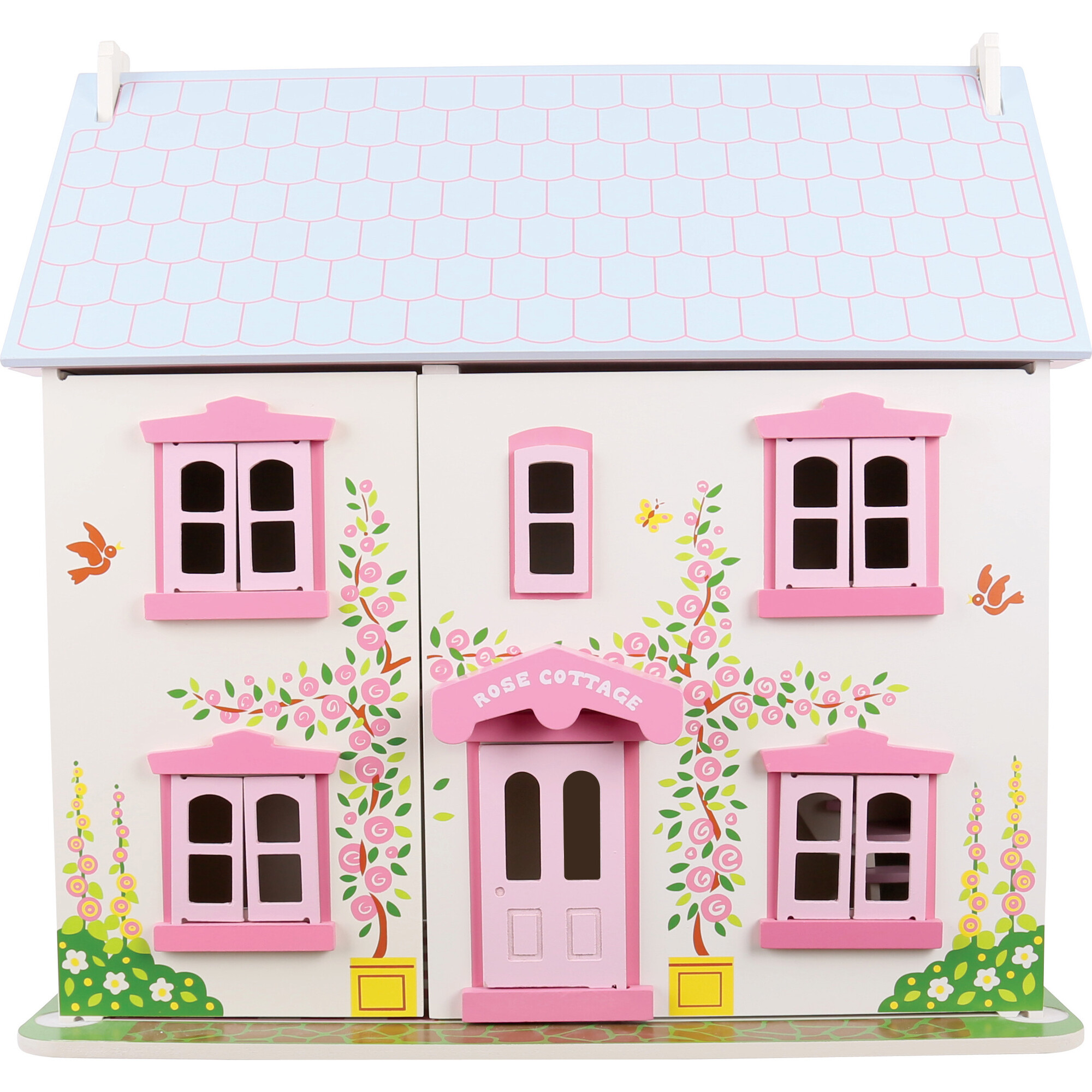 Bigjigs Toys, Heritage Playset Rose Cottage Doll House, Wooden Toys, Wooden  Dolls House, Doll House for Toddlers, 18pcs Dolls House Furniture, Girls